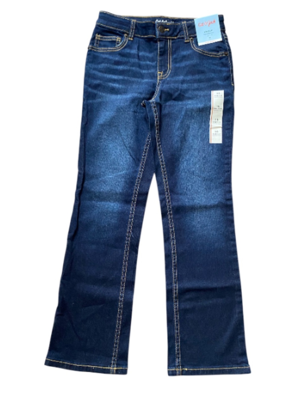 Cat & Jack Dark Blue Boot-Cut Jeans Stretch Adjustable Waist NWT Size 10